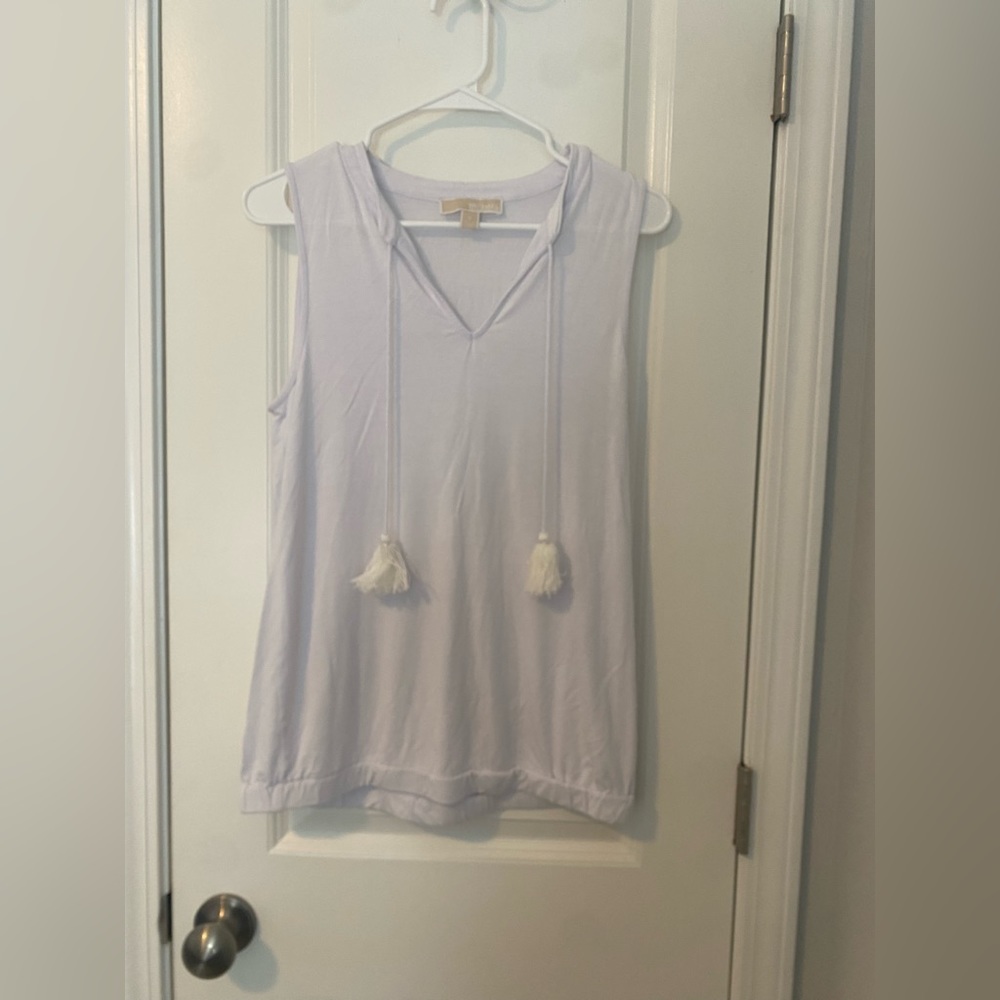 Women’s White Michael Kors Sleeveless Tassle Shirt